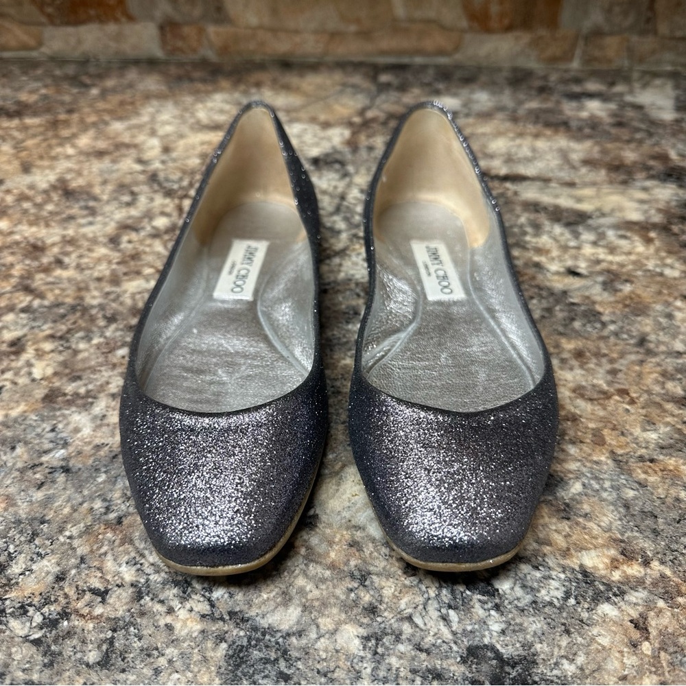 Jimmy Choo Metallic Silver Ballet Flats